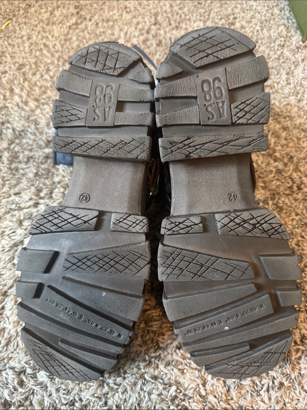 AS 98 Chunky Blue Leather Buckle Boots with Brown Straps - Picture 3 of 3